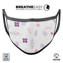 Lavender Twigs and Pink Little Flowers - Made in USA Mouth Cover Unisex Anti-Dust Cotton Blend Reusable & Washable Face Mask with Adjustable Sizing for Adult or Child