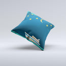 Layered Paper Night Ship with Gold Stars ink-Fuzed Decorative Throw Pillow