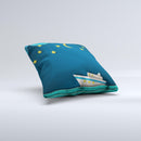 Layered Paper Night Ship with Gold Stars ink-Fuzed Decorative Throw Pillow