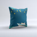 Layered Paper Night Ship with Gold Stars ink-Fuzed Decorative Throw Pillow