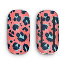 Leopard Coral and Teal V23 - Full Body Skin Decal Wrap Kit for Apple Magic Mouse
