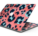 Leopard Coral and Teal V23 // Skin Decal Wrap Kit Compatible with the Apple MacBook Pro, Pro with Touch Bar or Air (11, 12, 13, 15 & 16" - All Versions Available)