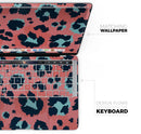 Leopard Coral and Teal V23 // Skin Decal Wrap Kit Compatible with the Apple MacBook Pro, Pro with Touch Bar or Air (11, 12, 13, 15 & 16" - All Versions Available)