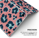 Leopard Coral and Teal V23 // Skin Decal Wrap Kit Compatible with the Apple MacBook Pro, Pro with Touch Bar or Air (11, 12, 13, 15 & 16" - All Versions Available)