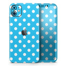 Light Blue & White Polka Dot (Converted)  - Protective Skin Wrap & Decal – Compatible with iPhone SE to iPhone 17 Pro Max (All Models)