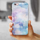 Light Blue 3 Absorbed Watercolor Texture iPhone 6/6s or 6/6s Plus 2-Piece Hybrid INK-Fuzed Case