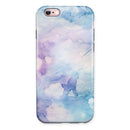 Light Blue 3 Absorbed Watercolor Texture iPhone 6/6s or 6/6s Plus 2-Piece Hybrid INK-Fuzed Case