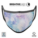 Light Blue 3 Absorbed Watercolor Texture - Made in USA Mouth Cover Unisex Anti-Dust Cotton Blend Reusable & Washable Face Mask with Adjustable Sizing for Adult or Child