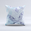Light Blue Butterfly Outline ink-Fuzed Decorative Throw Pillow