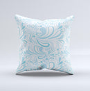 Light Blue Droplet Sprout Pattern ink-Fuzed Decorative Throw Pillow