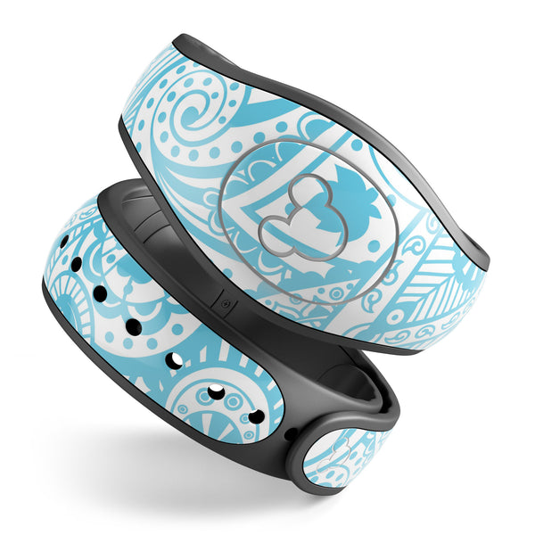 Light Blue Paisley Floral - Decal Skin Wrap Kit for the Disney Magic Band