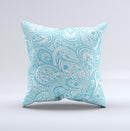 Light Blue Paisley Floral Pattern V3 ink-Fuzed Decorative Throw Pillow