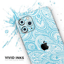 Light Blue Paisley Floral Pattern V3  - Protective Skin Wrap & Decal – Compatible with iPhone SE to iPhone 17 Pro Max (All Models)