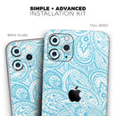 Light Blue Paisley Floral Pattern V3  - Protective Skin Wrap & Decal – Compatible with iPhone SE to iPhone 17 Pro Max (All Models)