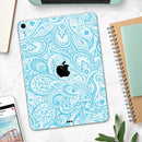 Light Blue Paisley Floral Pattern V3 - Full Body Skin Decal for the Apple iPad Pro 12.9", 11", 10.5", 9.7", Air or Mini (All Models Available)