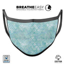 Light Blue Watercolor Quatrefoil - Made in USA Mouth Cover Unisex Anti-Dust Cotton Blend Reusable & Washable Face Mask with Adjustable Sizing for Adult or Child