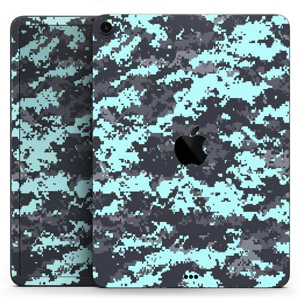 Light Blue and Gray Digital Camouflage - Full Body Skin Decal for the Apple iPad Pro 12.9", 11", 10.5", 9.7", Air or Mini (All Models Available)