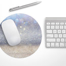 Light Blue and Tan Unfocused Orbs of Light// WaterProof Rubber Foam Backed Anti-Slip Mouse Pad for Home Work Office or Gaming Computer Desk