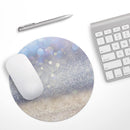 Light Blue and Tan Unfocused Orbs of Light// WaterProof Rubber Foam Backed Anti-Slip Mouse Pad for Home Work Office or Gaming Computer Desk