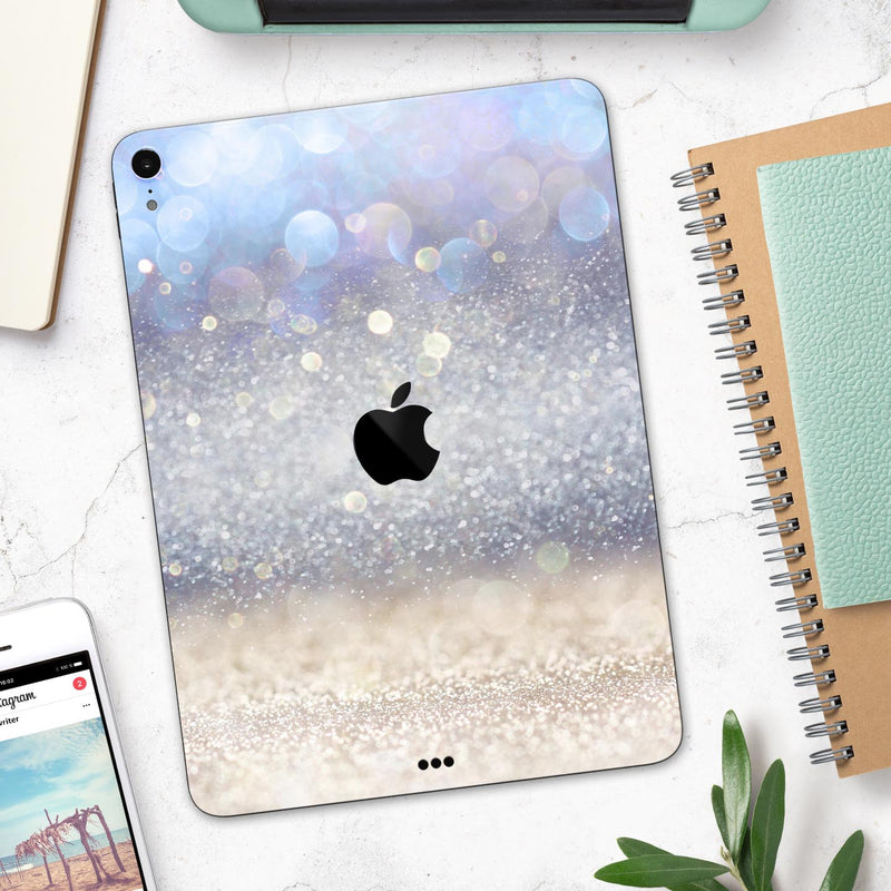 Light Blue and Tan Unfocused Orbs of Light - Full Body Skin Decal for the Apple iPad Pro 12.9", 11", 10.5", 9.7", Air or Mini (All Models Available)