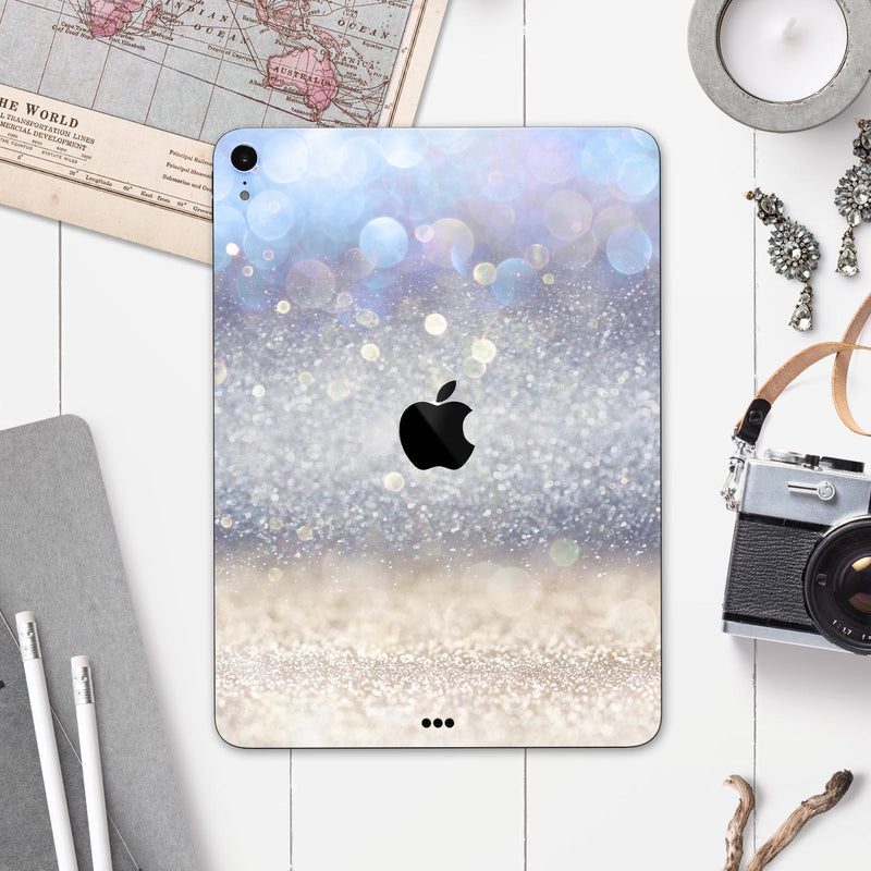 Light Blue and Tan Unfocused Orbs of Light - Full Body Skin Decal for the Apple iPad Pro 12.9", 11", 10.5", 9.7", Air or Mini (All Models Available)