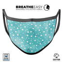 Light Blue and White Watercolor Polka Dots - Made in USA Mouth Cover Unisex Anti-Dust Cotton Blend Reusable & Washable Face Mask with Adjustable Sizing for Adult or Child