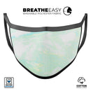 Light Green Textured Marble - Made in USA Mouth Cover Unisex Anti-Dust Cotton Blend Reusable & Washable Face Mask with Adjustable Sizing for Adult or Child