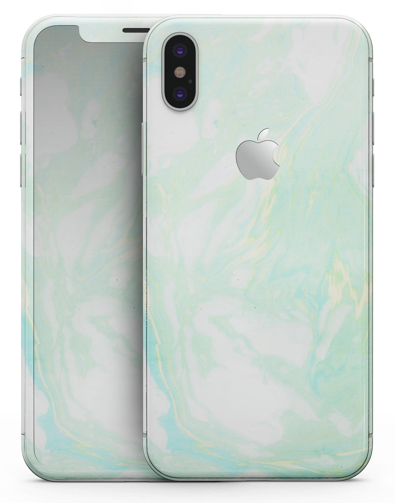 Light Green Textured Marble - iPhone X Skin-Kit