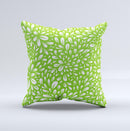 Light Green & White Floral Sprout Ink-Fuzed Decorative Throw Pillow