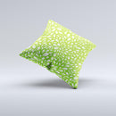 Light Green & White Floral Sprout Ink-Fuzed Decorative Throw Pillow