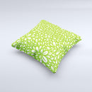 Light Green & White Floral Sprout Ink-Fuzed Decorative Throw Pillow