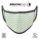 Light Green and White Chevron - Made in USA Mouth Cover Unisex Anti-Dust Cotton Blend Reusable & Washable Face Mask with Adjustable Sizing for Adult or Child
