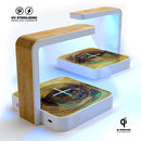 Light Knotted Woodgrain UV Germicidal Sanitizing Sterilizing Wireless Smart Phone Screen Cleaner + Charging Station