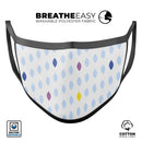 Light Multicolor Ascending Droplets - Made in USA Mouth Cover Unisex Anti-Dust Cotton Blend Reusable & Washable Face Mask with Adjustable Sizing for Adult or Child