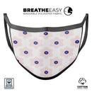 Light Pink Animated Flower Pattern - Made in USA Mouth Cover Unisex Anti-Dust Cotton Blend Reusable & Washable Face Mask with Adjustable Sizing for Adult or Child