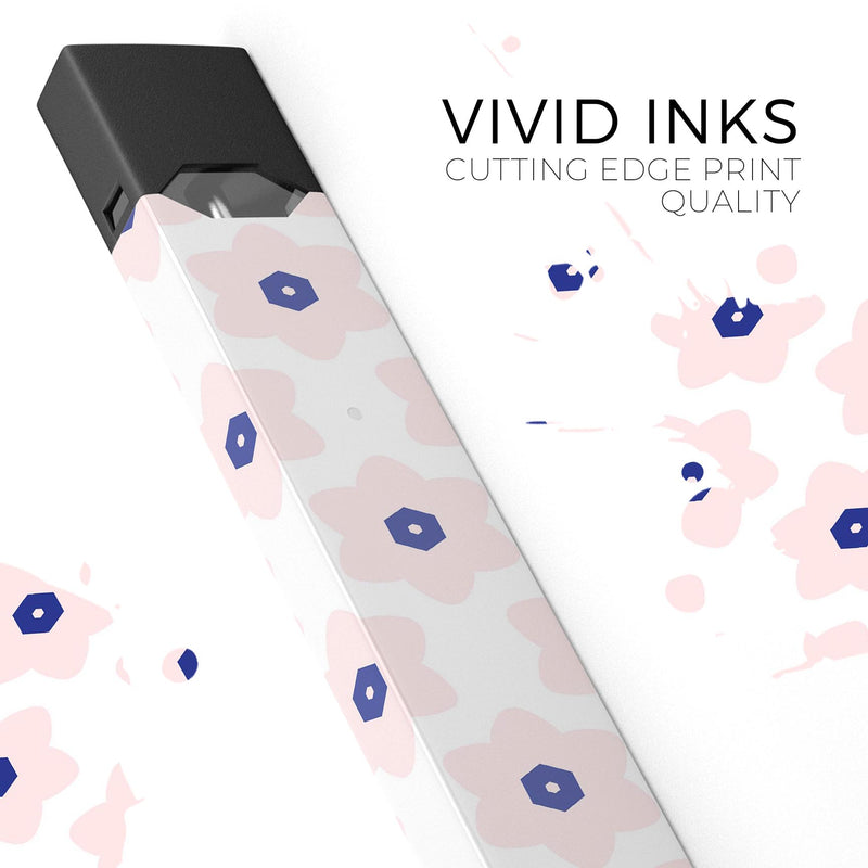 Light Pink Animated Flower Pattern - Premium Decal Protective Skin-Wrap Sticker compatible with the Juul Labs vaping device