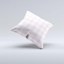 Light Pink and White Plaid Pattern ink-Fuzed Decorative Throw Pillow