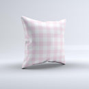 Light Pink and White Plaid Pattern ink-Fuzed Decorative Throw Pillow