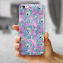 Light Purple and Blue Watercolor Peacock Feathers iPhone 6/6s or 6/6s Plus 2-Piece Hybrid INK-Fuzed Case