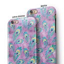 Light Purple and Blue Watercolor Peacock Feathers iPhone 6/6s or 6/6s Plus 2-Piece Hybrid INK-Fuzed Case