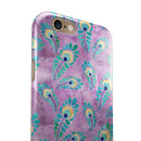 Light Purple and Blue Watercolor Peacock Feathers iPhone 6/6s or 6/6s Plus 2-Piece Hybrid INK-Fuzed Case