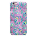 Light Purple and Blue Watercolor Peacock Feathers iPhone 6/6s or 6/6s Plus 2-Piece Hybrid INK-Fuzed Case