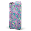 Light Purple and Blue Watercolor Peacock Feathers iPhone 6/6s or 6/6s Plus 2-Piece Hybrid INK-Fuzed Case