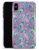 Light Purple and Blue Watercolor Peacock Feathers - iPhone X Clipit Case