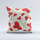 Light Tan With Red Accented Flower Petals Ink-Fuzed Decorative Throw Pillow