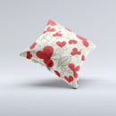 Light Tan With Red Accented Flower Petals Ink-Fuzed Decorative Throw Pillow