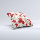 Light Tan With Red Accented Flower Petals Ink-Fuzed Decorative Throw Pillow