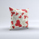 Light Tan With Red Accented Flower Petals Ink-Fuzed Decorative Throw Pillow