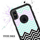 Light Teal & Purple Sharp Black Chevron - Skin Kit for the iPhone OtterBox Cases