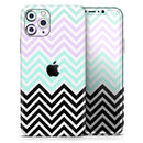 Light Teal & Purple Sharp Black Chevron  - Protective Skin Wrap & Decal – Compatible with iPhone SE to iPhone 17 Pro Max (All Models)